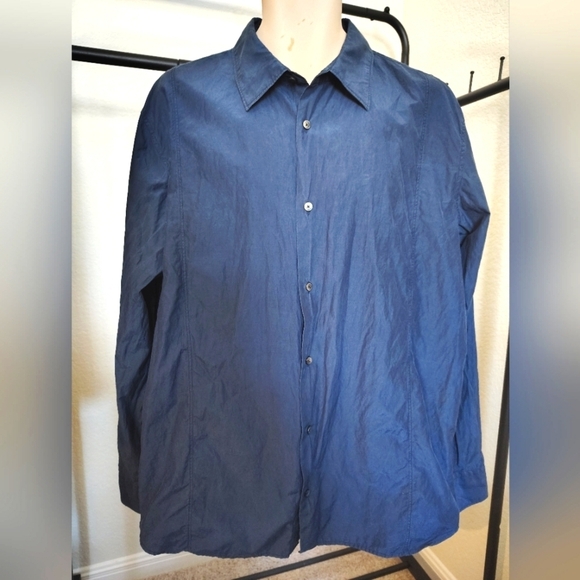 Men's Calvin Klein Modern Fit Cotton and Silk Button Down Shirt - Picture 1 of 3